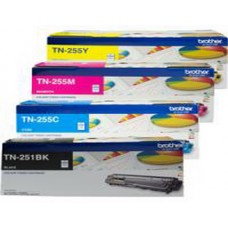 Genuine Brother TN-251 Black, TN-255 Cyan, Magenta, Yellow 4 Pack Toner Cartridges
